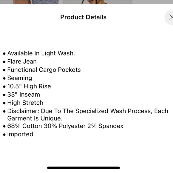 🆕 Stretch Flare Light Wash Denim Cargo Jeans - Picture 4 of 6